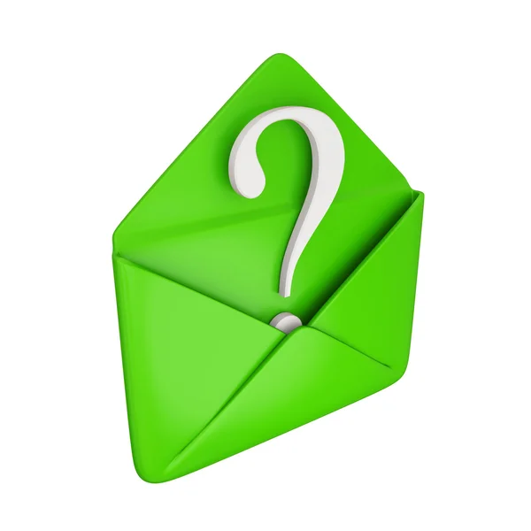 Green cover with a white query symbol inside. — Stock Photo, Image