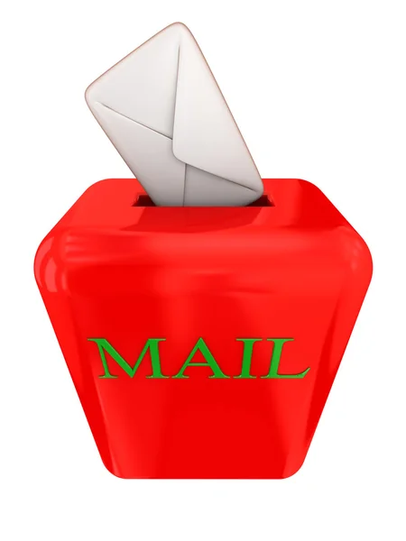 Czerwone skrzynki pocztowej pokrowiec biały. — Zdjęcie stockowe