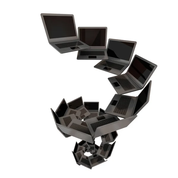 Swirl gemaakt van zwarte-laptops. — Stockfoto
