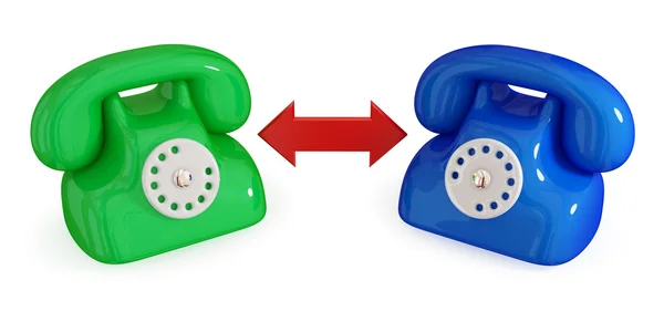 Yeşil ve mavi telefonlar — Stok fotoğraf