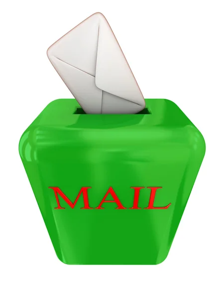 Grüner Briefkasten mit weißem Einband. — Stockfoto