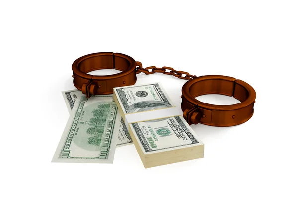 Shackles and dollar pack. — Stock Photo, Image