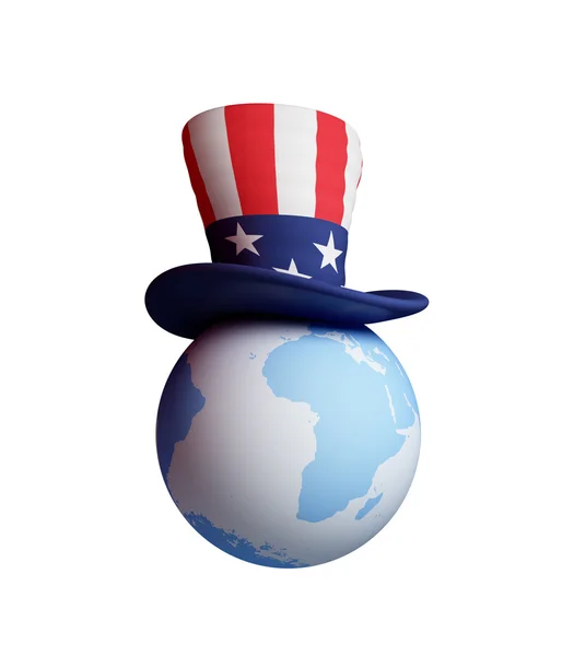 Uncle's Sam hat on a planet Earth. — Stock Photo, Image