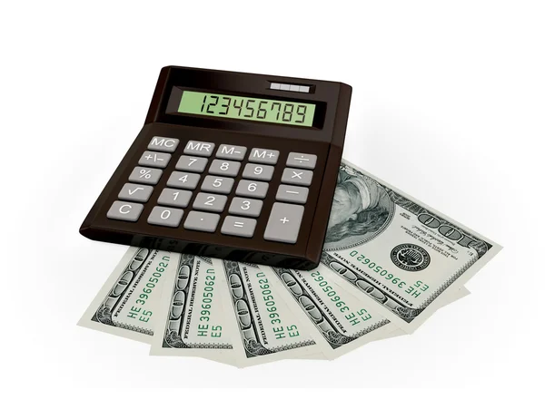 Калькулятор и доллары . — стоковое фото