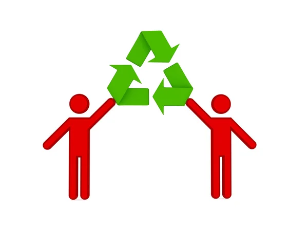 3D klein und Recycling-Symbol. — Stockfoto