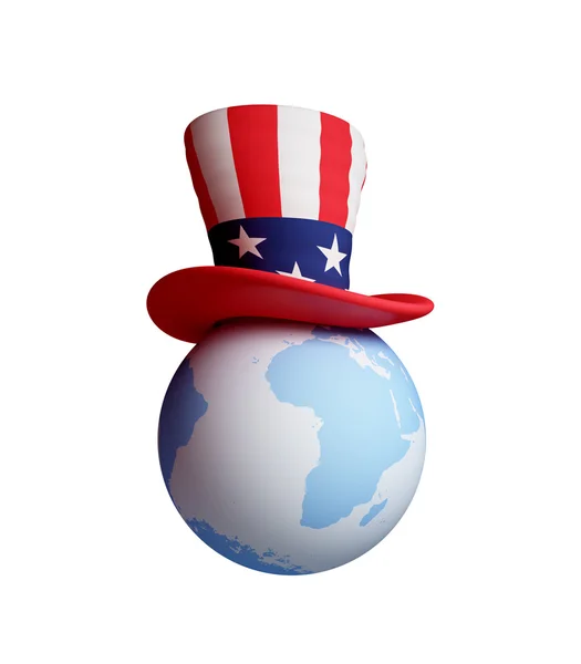 Uncle's Sam hat on a planet Earth. — Stock Photo, Image