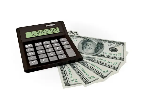 Kalkulačka a dolary. — Stock fotografie