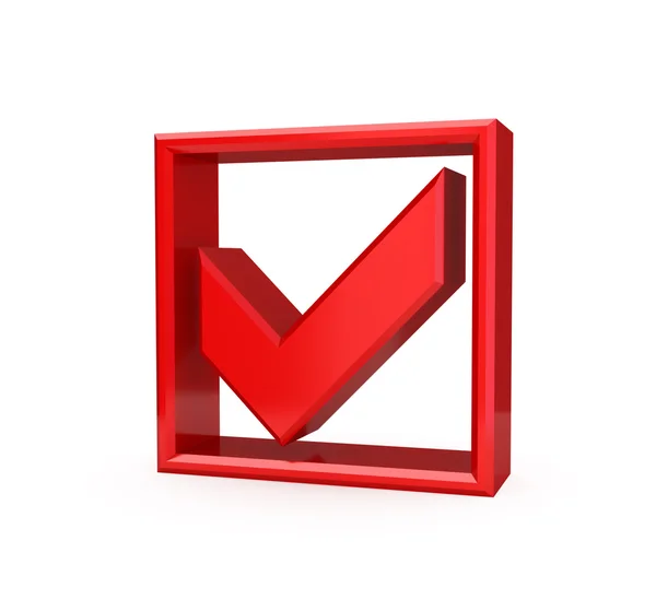 Red checkmark icon. — Stock Photo, Image
