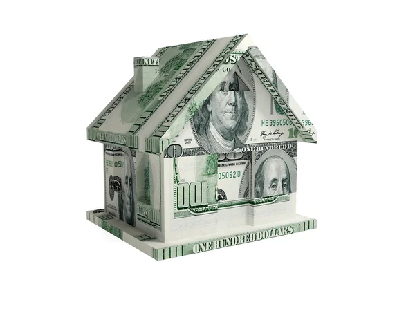 Huis gemaakt van geld. — Stockfoto