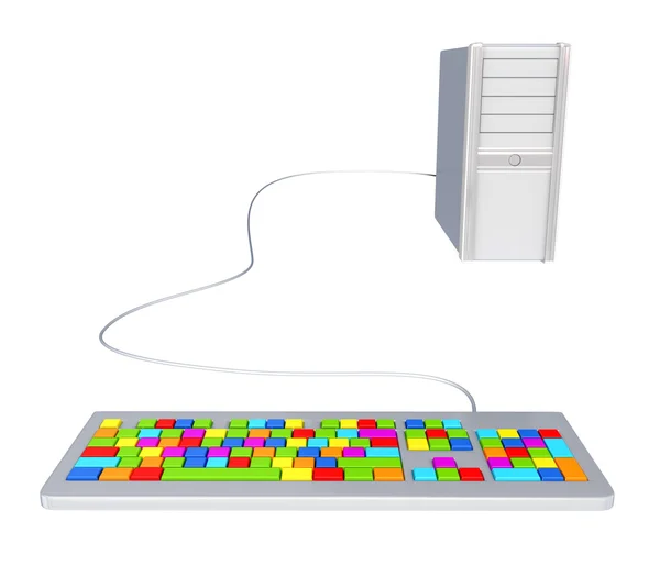PC e teclado colorido . — Fotografia de Stock