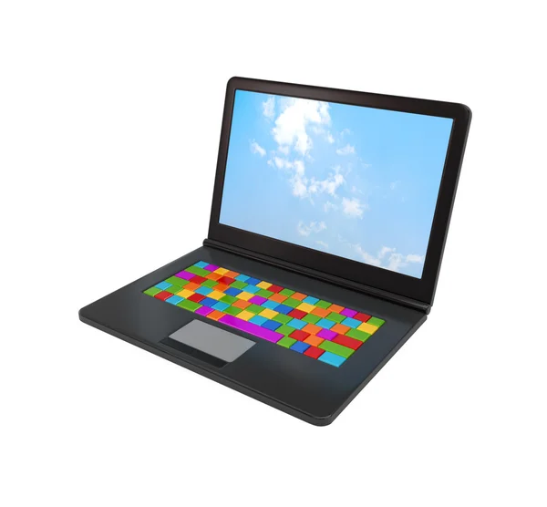 Caderno com teclado colorido . — Fotografia de Stock