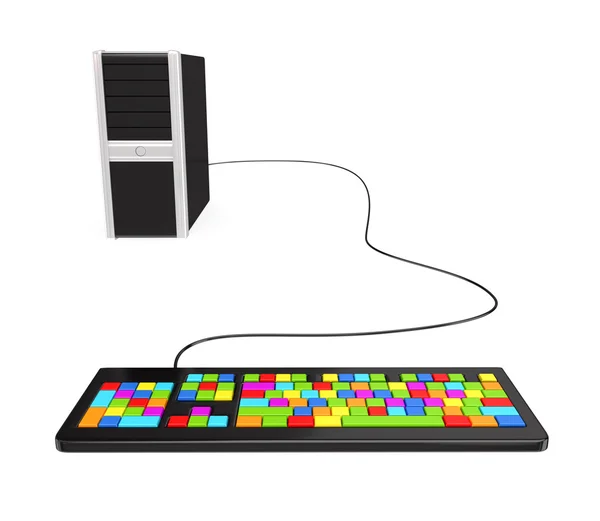 PC en en kleurrijke toetsenbord. — Stockfoto