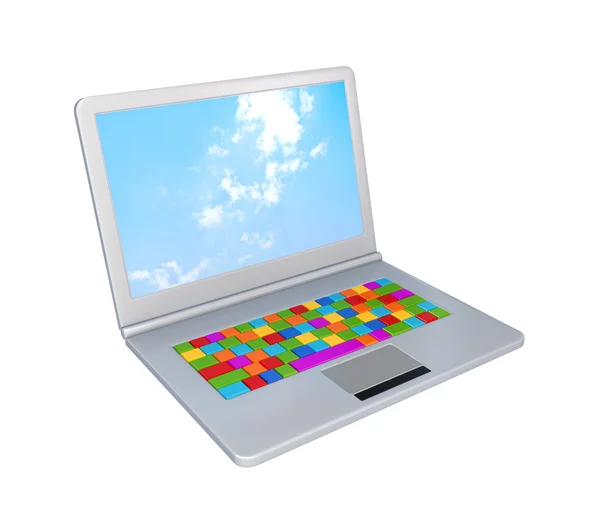 Ноутбук с красочной клавиатурой . — стоковое фото