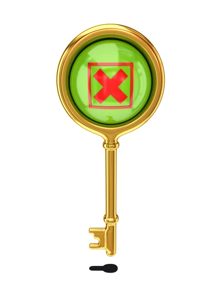 Vintage golden key with a cross mark. — Stock Photo, Image