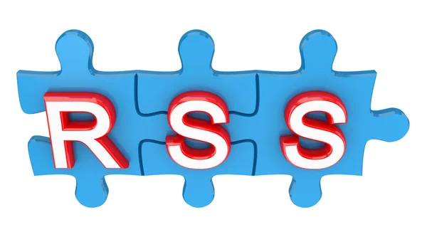 Puzzel met een woord rss. — Stockfoto