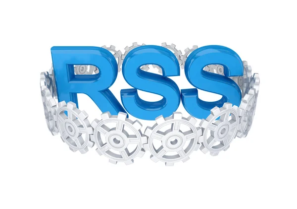 Circle of gears around word RSS. — Stock Photo, Image