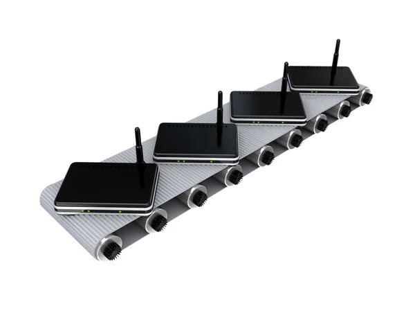 Conveyor and black routers. — Stock Photo, Image
