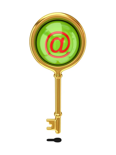 Gyllene nyckel med en e-skylt. — Stockfoto