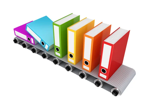 Colorful office folder on conveyor. — Stock Photo, Image