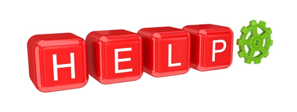 Word HELPwritten with a red alphabet cubes. — Stock Photo, Image