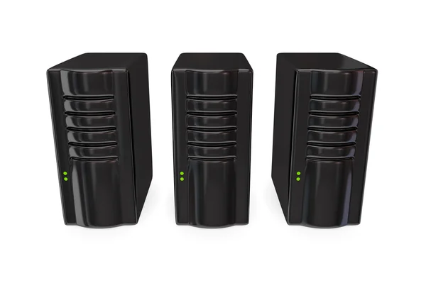 Tres PC servidor negro — Foto de Stock