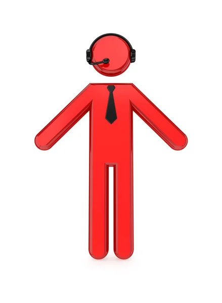 3D small person with a headphones . — Stock Photo, Image