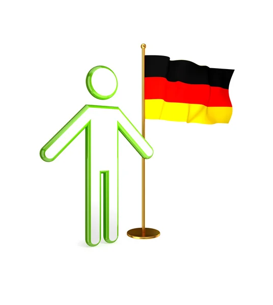 3d piccola persona con bandiera tedesca . — Foto Stock
