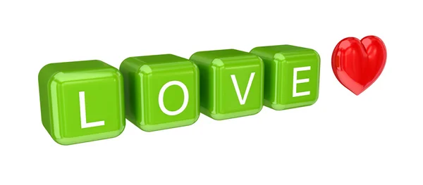 Word LOVE and little red heart. — Stock Photo, Image