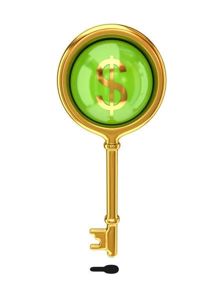 Vintage golden key with a dollar sign. — Stock Photo, Image
