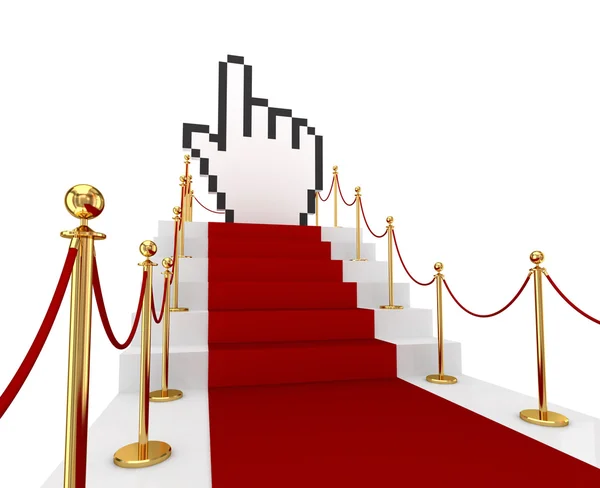stock image Red carpet on a stairs and large cursor.