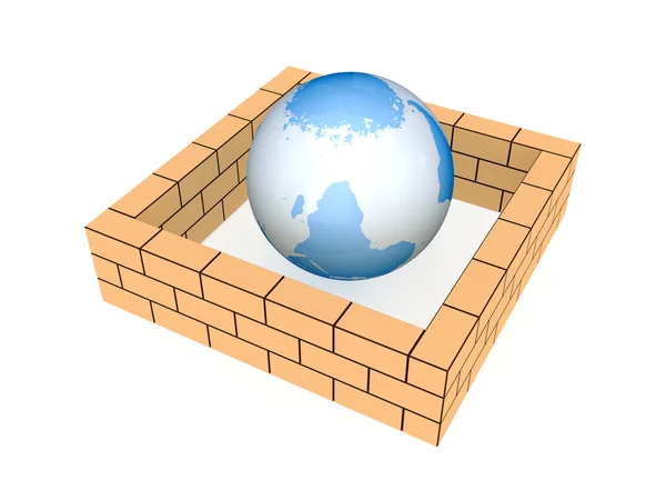 Muro di mattoni intorno alla Terra . — Foto Stock
