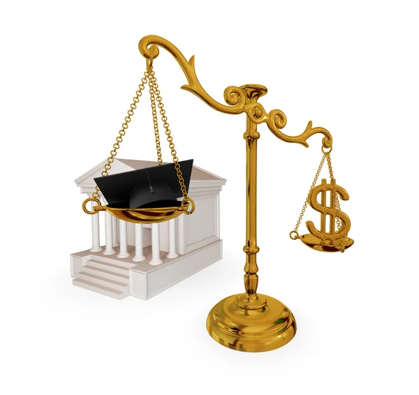 Court, vintage scales, dollar sign and lawyer's hat. — Stock Photo, Image