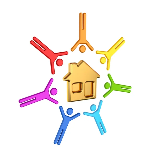 Colorful 3d small around house icon. — Stock Photo, Image
