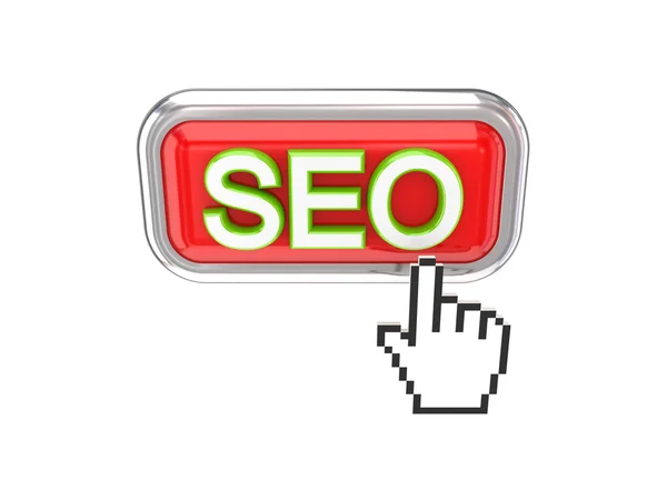 stock image Cursor pushing red SEO button.