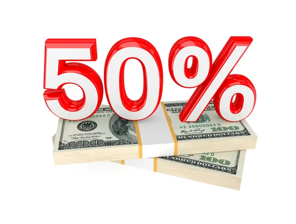 5 Prozente und Geldpakete — Stockfoto