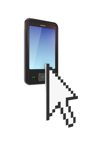 Moderno telefone celular e grande cursor . — Fotografia de Stock