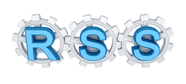 Word RSS and white gears. — Stock Photo, Image