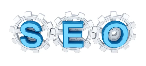 Word SEO and white gears. — Stock Photo, Image