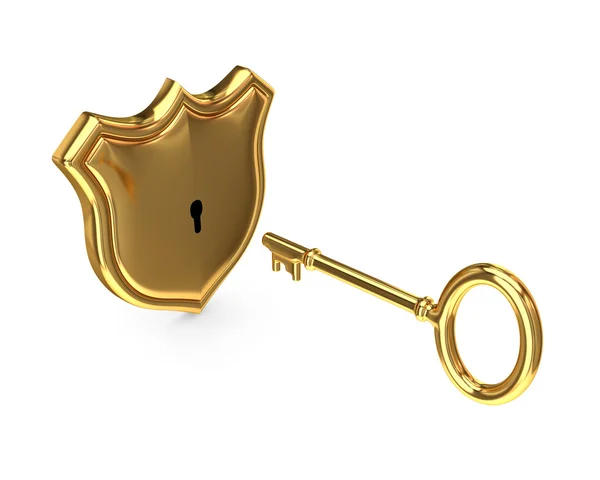 Protection symbol and antique key. — Stock Photo, Image