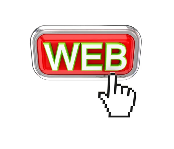 Cursor pulsando el botón rojo WEB . — Foto de Stock