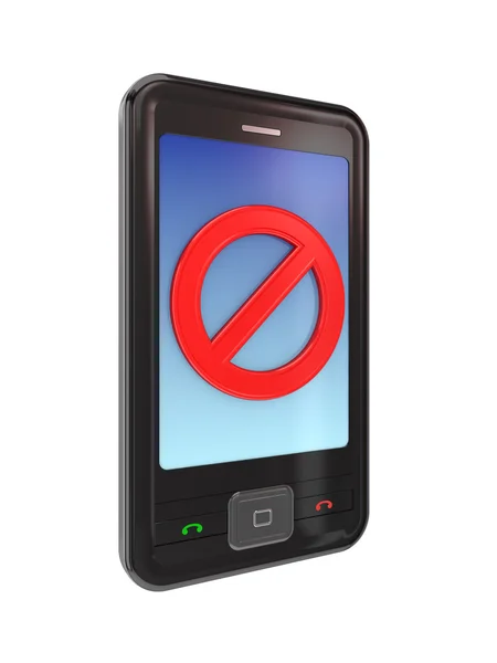 Moderno telefono cellulare con un segnale di stop rosso . — Foto Stock