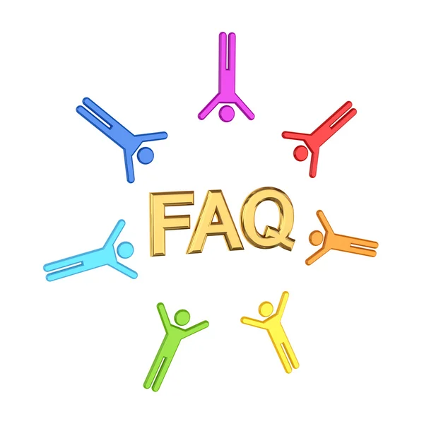 Colorful 3d small around golden word FAQ. — Stock Photo, Image