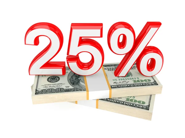Dollár-csomagok és a word 25 procents — Stock Fotó