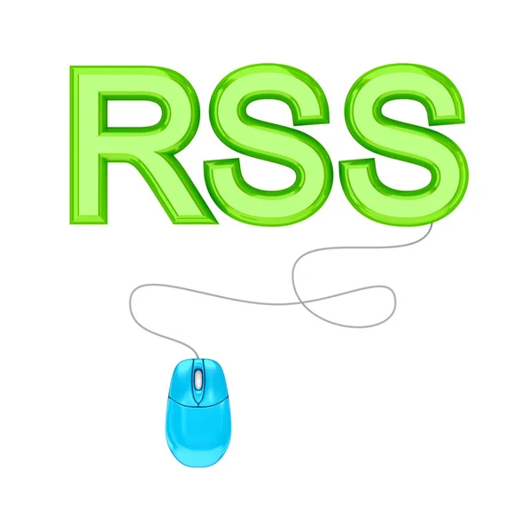 Pc 鼠标和绿字 rss. — 图库照片
