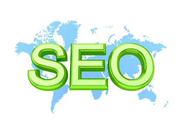 Green word SEO and world's map. — Stock Photo, Image