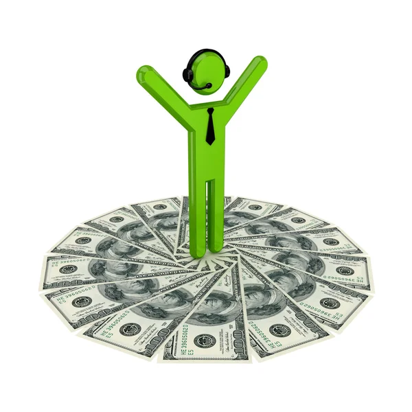 3D liten person som står på en dollar. — Stockfoto