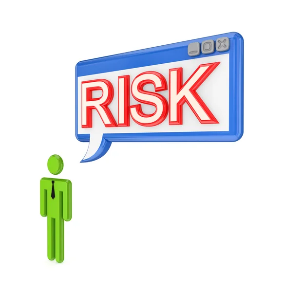 3D-kleine persoon en os venster met woord risico. — Stockfoto