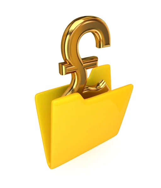 Yellow folder and pound sterling sign. — Stock Photo, Image
