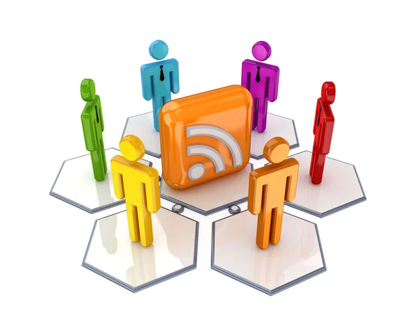 Sociala nätverk och RSS-symbol. — Stockfoto