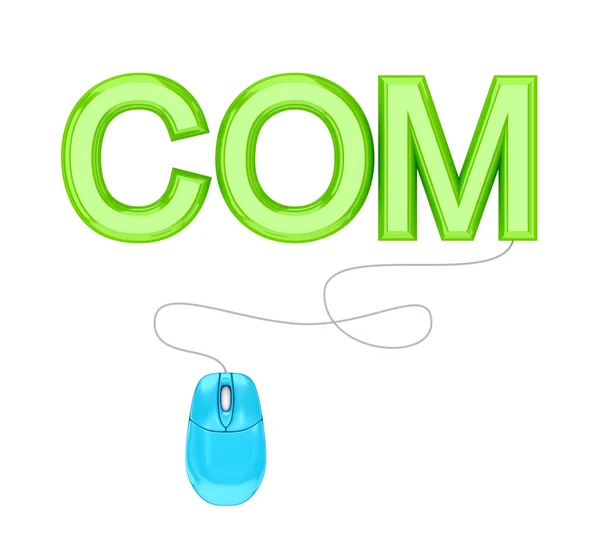 ПК миша і зелене слово COM . — стокове фото